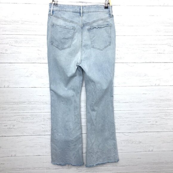 Old Navy Women's Flare Leg Jeans Higher High Rise Light Wash Fray Hems size 8 - Picture 2 of 8